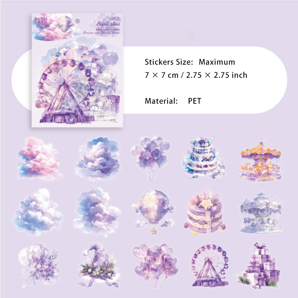 15 Pcs Fantasy Festival Theme PET Stickers FMLY