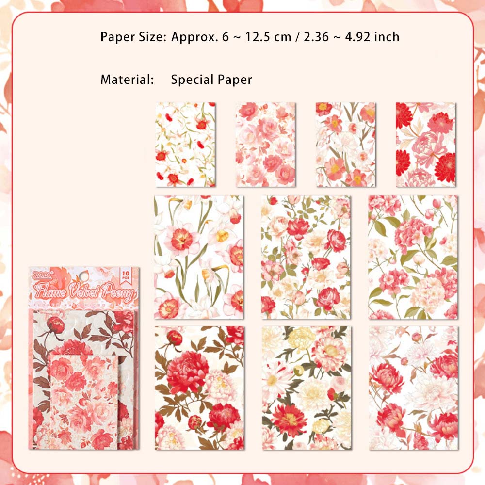 10 Sheets Floral Basic Scrapbook Paper HYWL