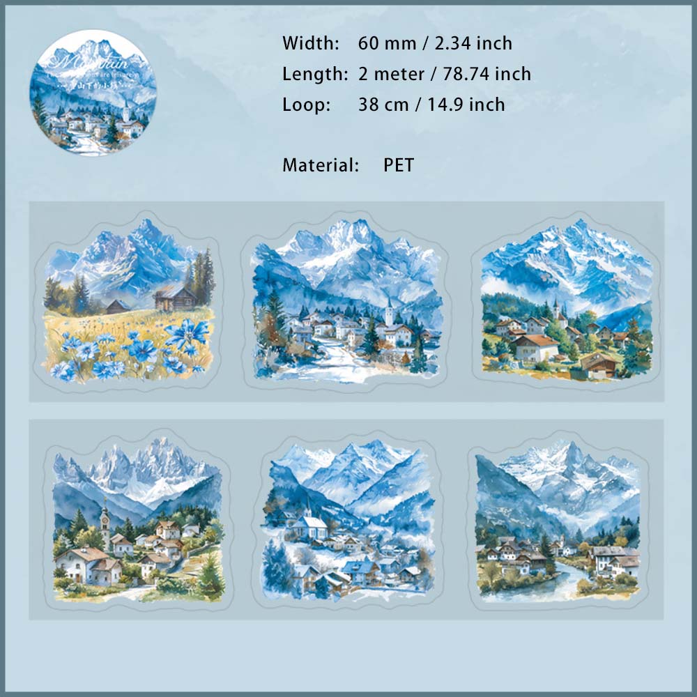 1 Roll Seasonal Wild Landscape PET Stickers Tape SJYY