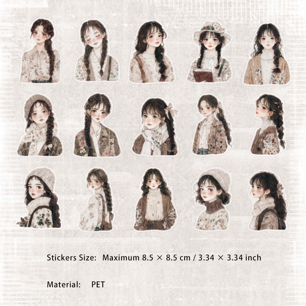 15 Pcs Fashion Girl PET Stickers YNYGDJJ