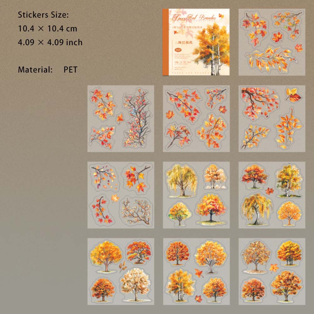 20 Sheet Tree Branches PET Stickers Book SYZXL