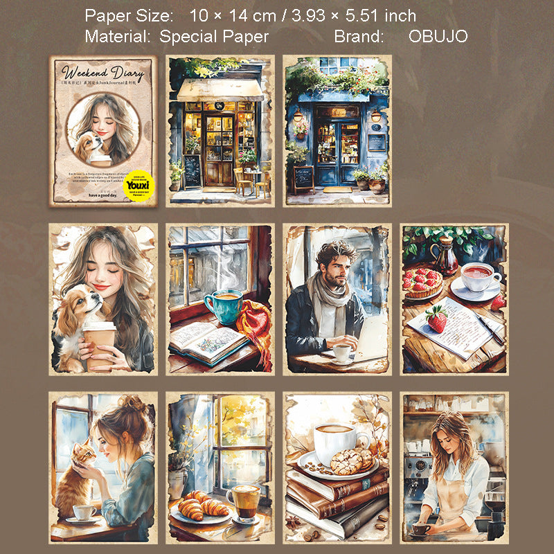 30 Pcs Weekend Theme Vintage Journal Paper ZMRJ
