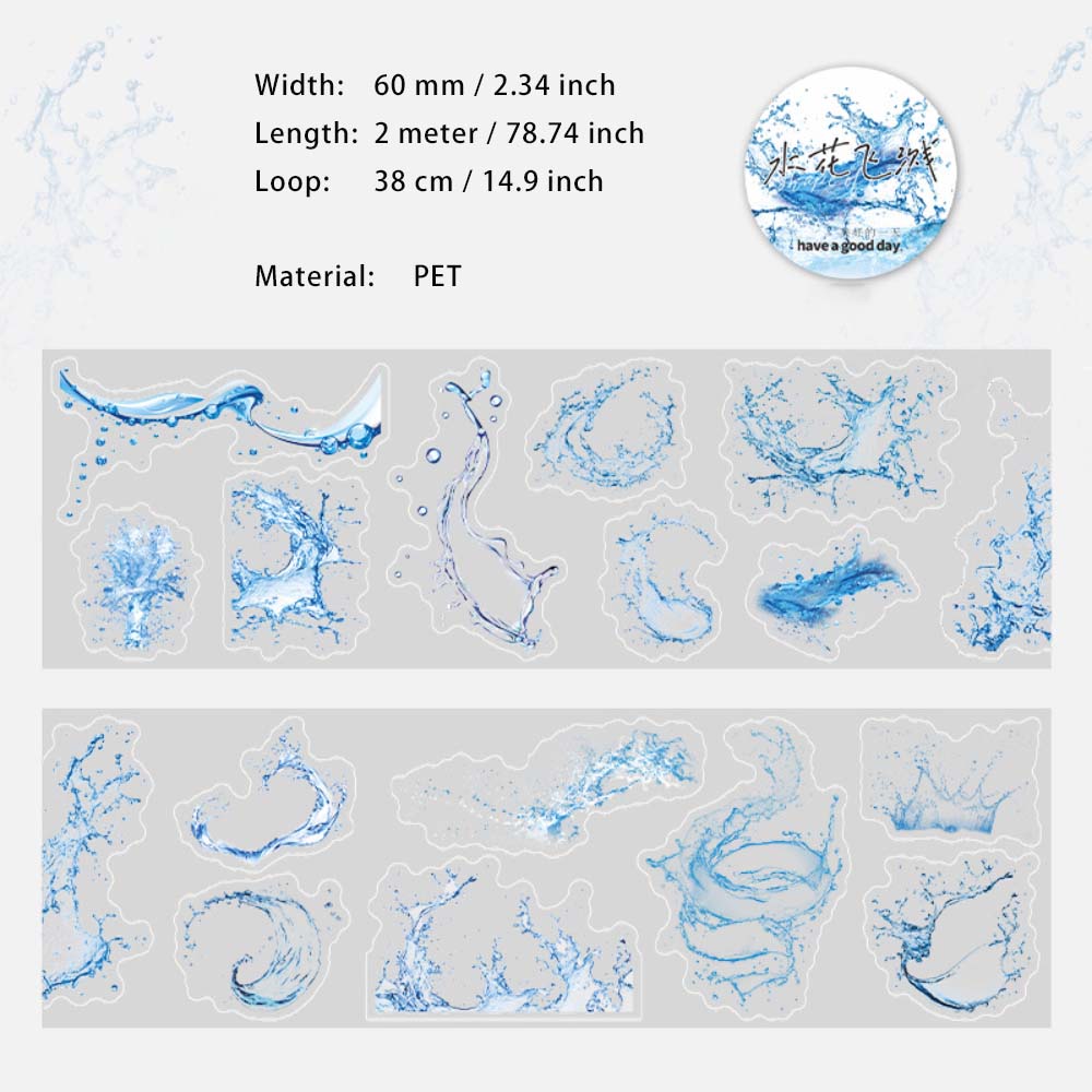1 Roll Diecut Water Theme PET Stickers Tape  SDXZ
