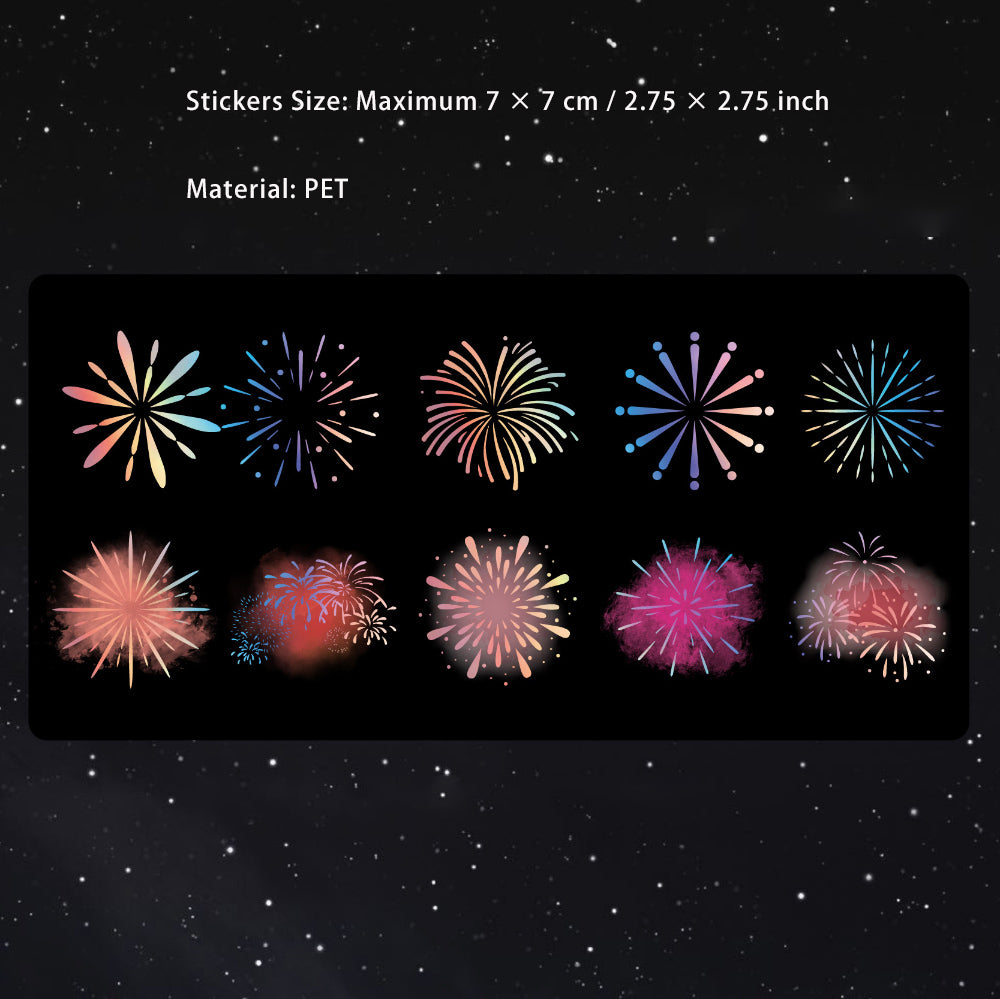 20 Pcs Glitter PET Firework Stickers YHZY