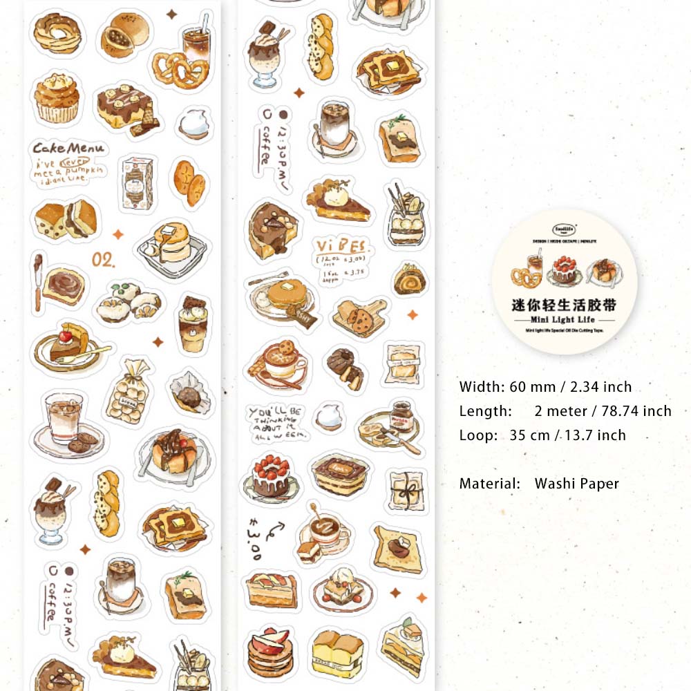 1 Roll Precut Food Drink Washi Stickers Tape MNQSH