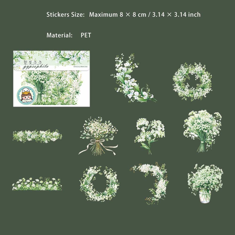 10 Pcs Weeding Bouquet PET Stickers FXDD