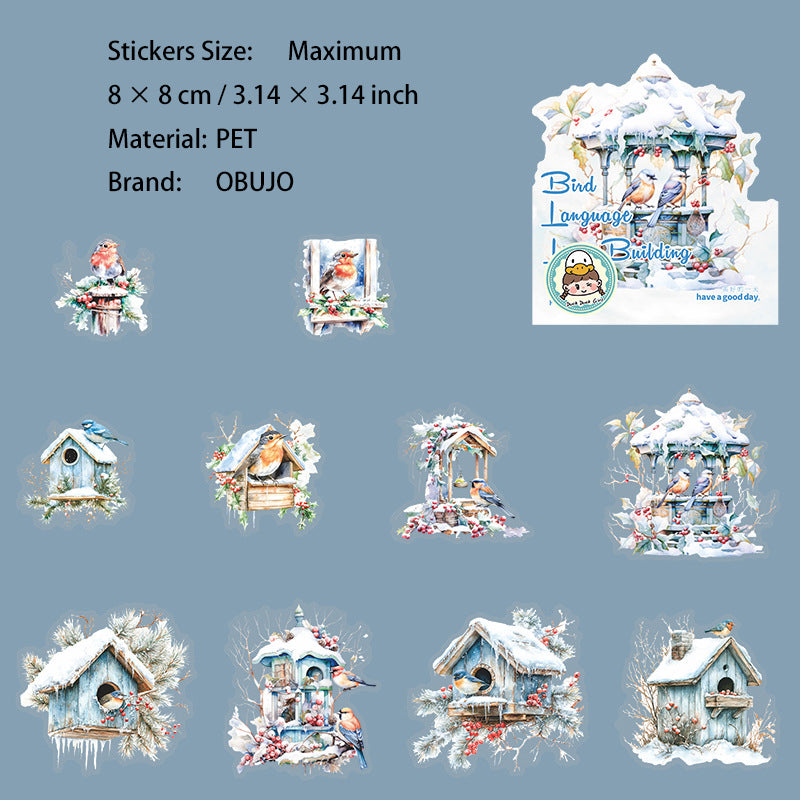 10 Pcs Bird Cage PET Stickers NYXZ