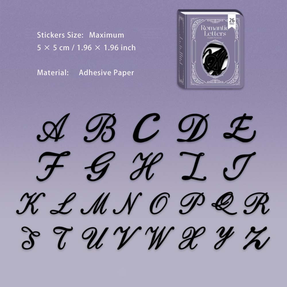 26 Pcs Black Alphabet Stickers YWZD