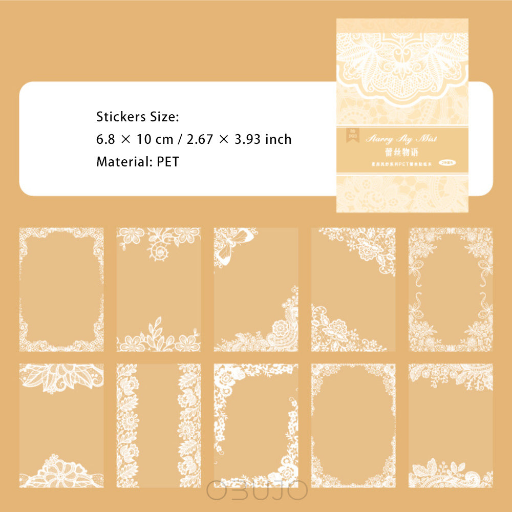 20 Sheets PET Lace Stickers Book XCLS