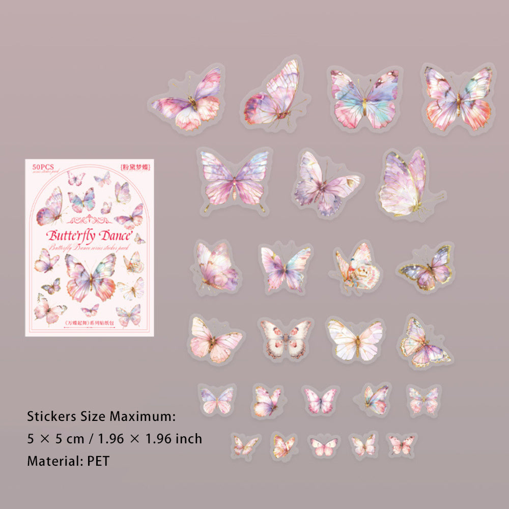 50 Pcs Butterfly Stickers WDQW