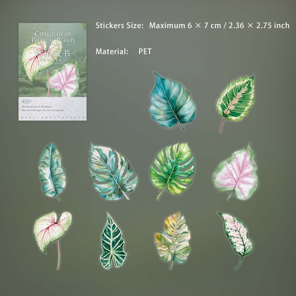 10 Pcs Flower Leaf PET Stickers RZCS