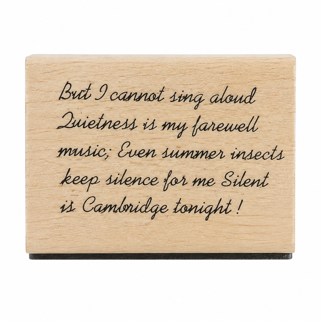 Farewell to Cambridge wooden rubber stamp on pure white background
