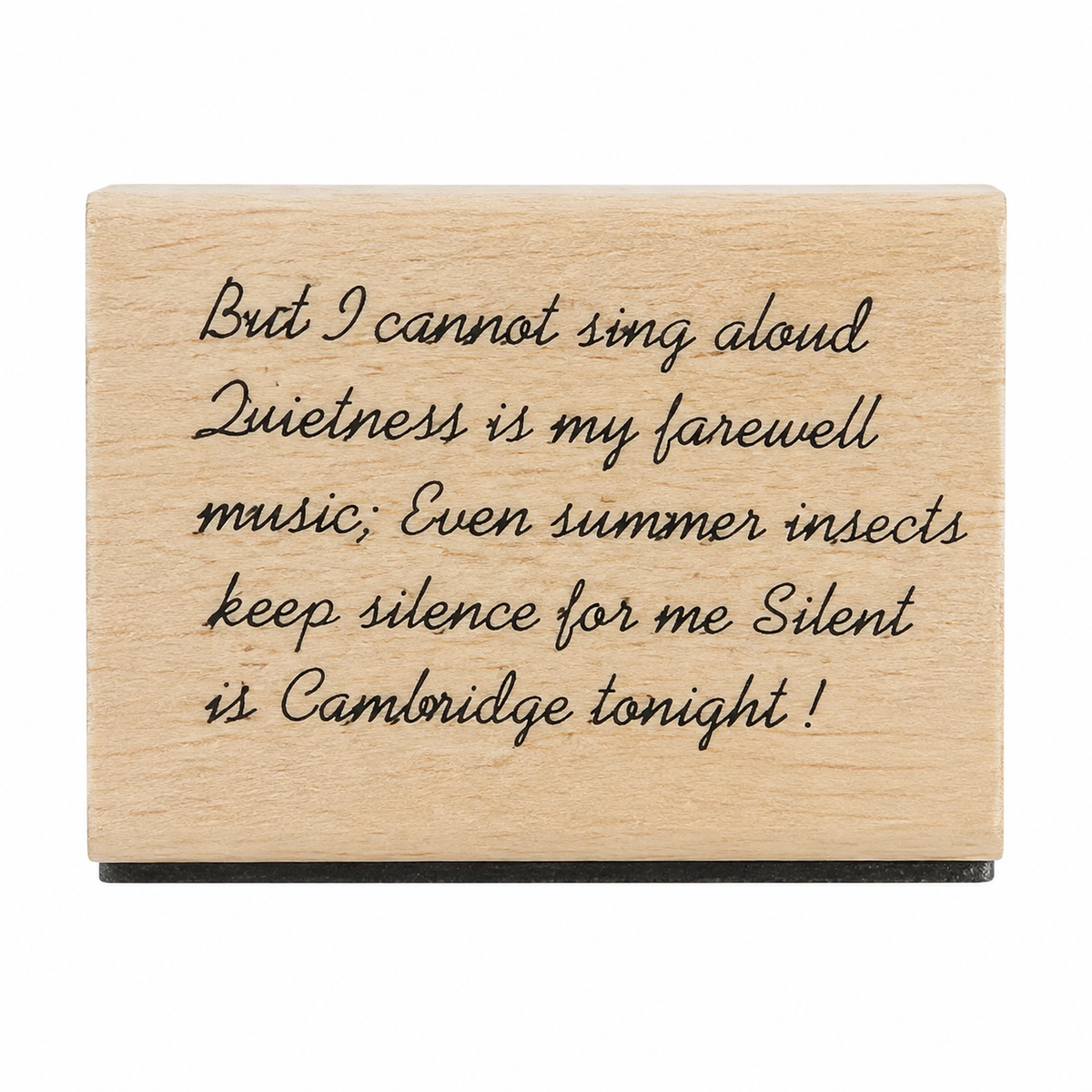 Farewell to Cambridge wooden rubber stamp on pure white background