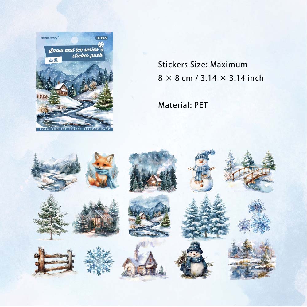 30 Pcs Winter Forest PET Stickers BXXL