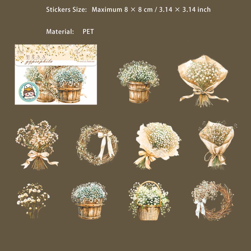10 Pcs Weeding Bouquet PET Stickers FXDD