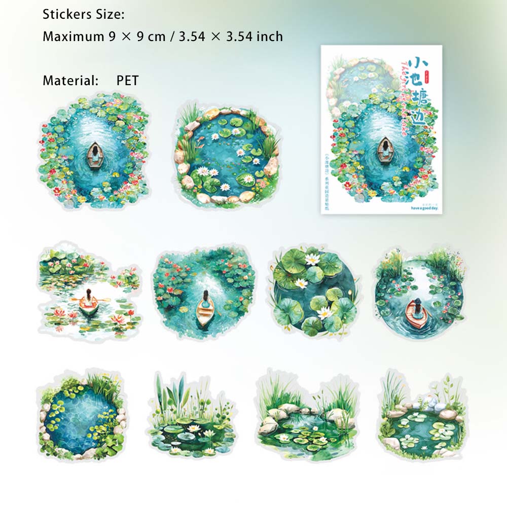 10 Pcs Pond Theme PET Stickers XCTB