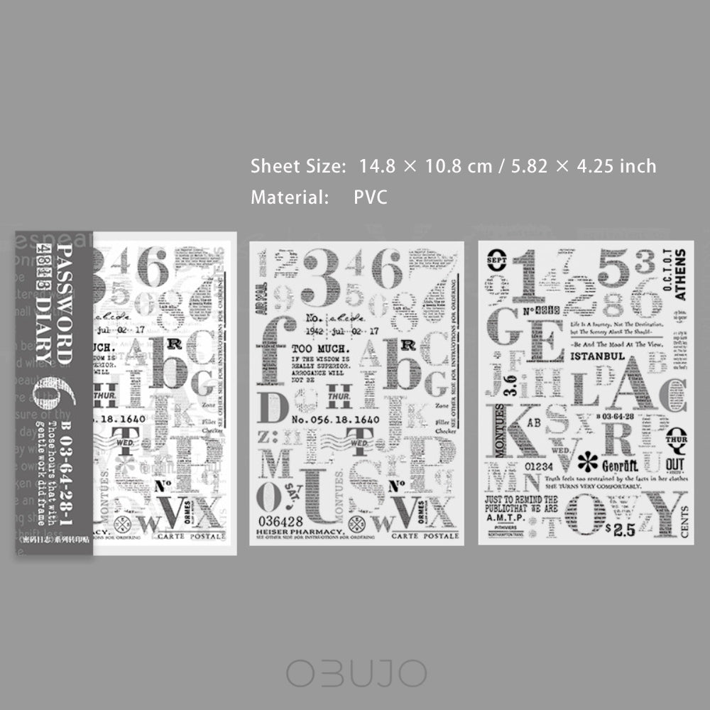 2 Sheets Letter and Number Transfer Stickers MMRZ