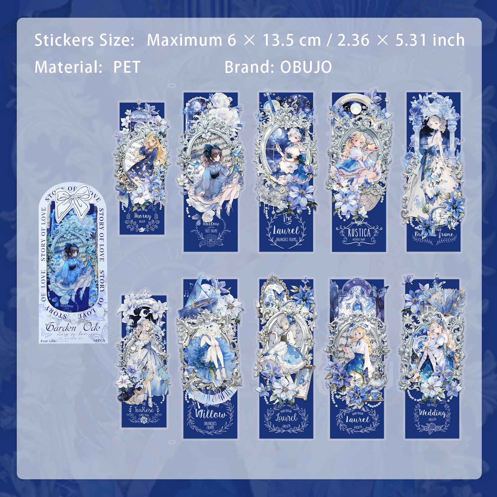 10 Pcs Floral Girl PET Stickers HYSG