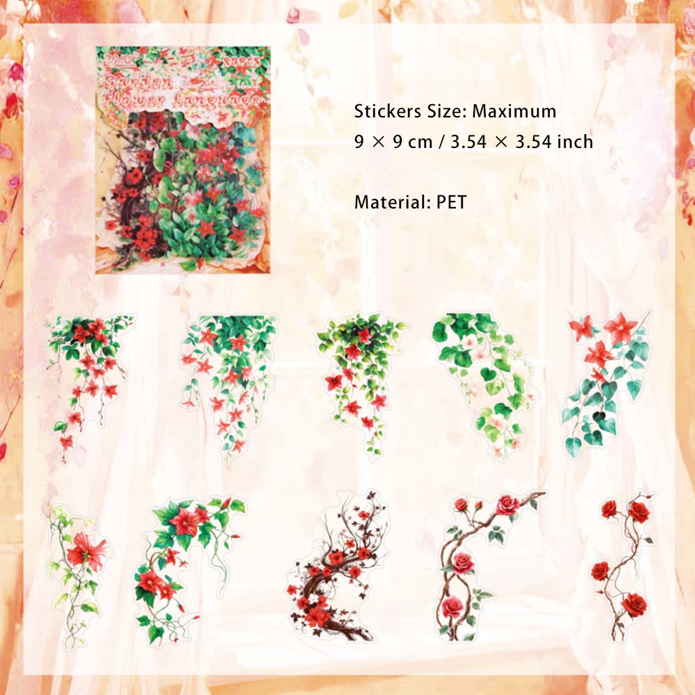 20 Pcs Flower Wine PET Stickers HQYX