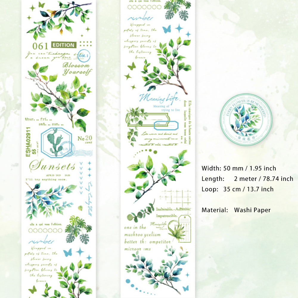 1 Roll Branches and Leaves Washi Tape NZFX