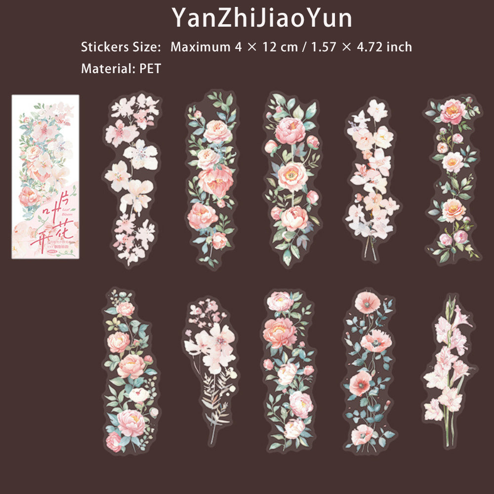 20 Pcs Flowers PET Stickers YPKH