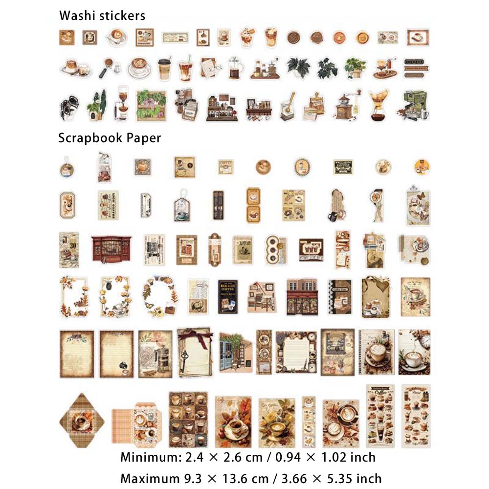 200 Pcs Vintage Junk Journal Paper and Washi Stickers Kit XXSG