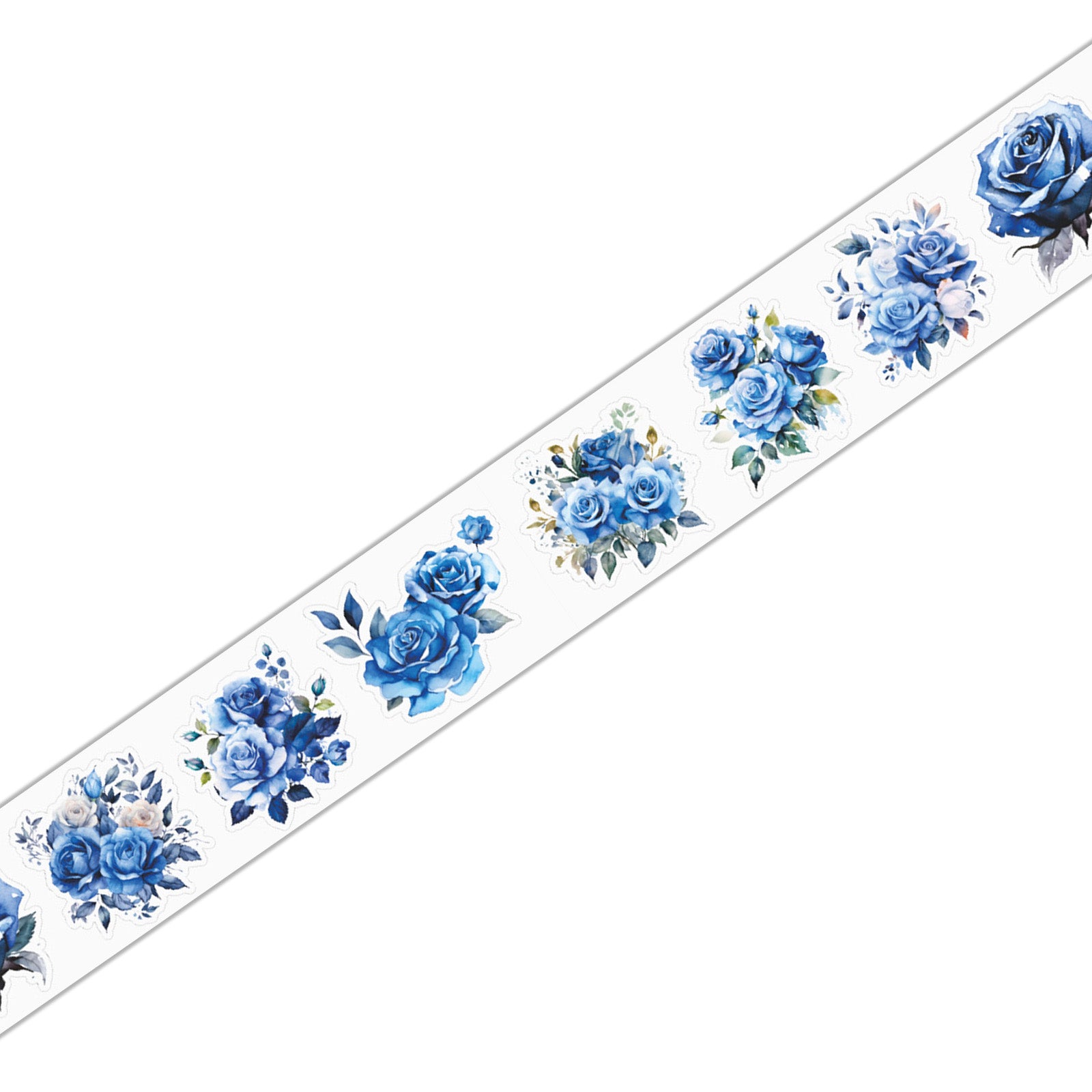 Romantic Watercolor Botanical Wreath Die-Cut PET Tape - Blue Flower