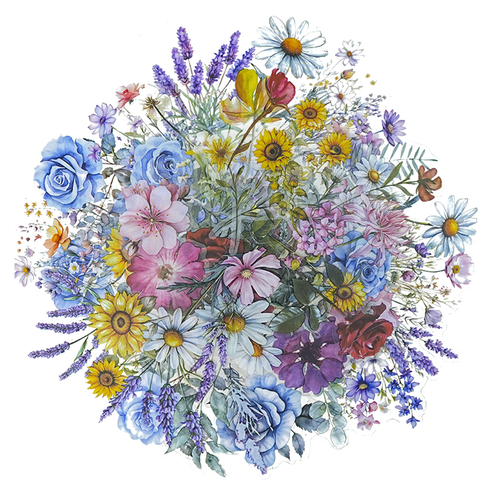 100 Pcs Elegant Watercolor Flower PET Stickers
