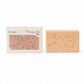 Fragmented star dots wooden rubber stamp with retail box on white background