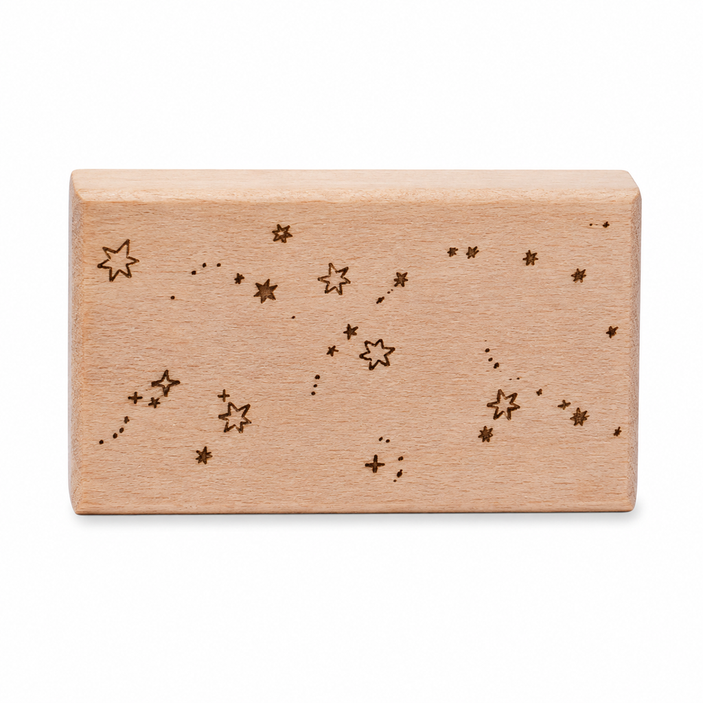 Galactic Fantasy beech wood stamp on white background