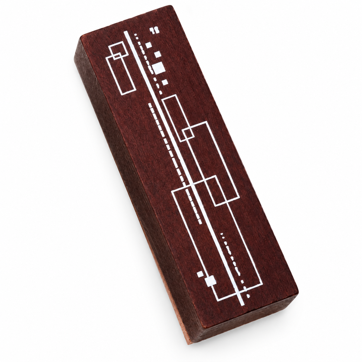 Geometric Rectangle Wooden Stamp on a white background