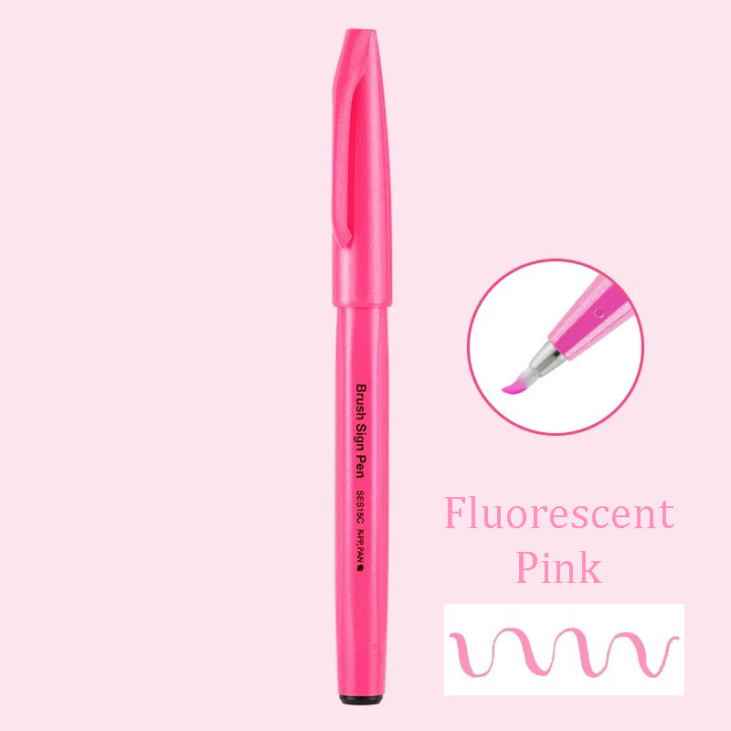 Pentel Touch Sign Pen Brush (SES15C) - Fluorescent Pink