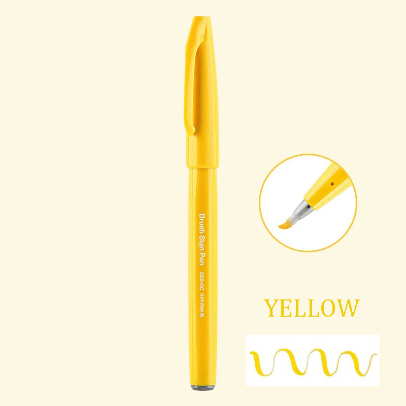 Pentel Touch Sign Pen Brush (SES15C) - Yellow