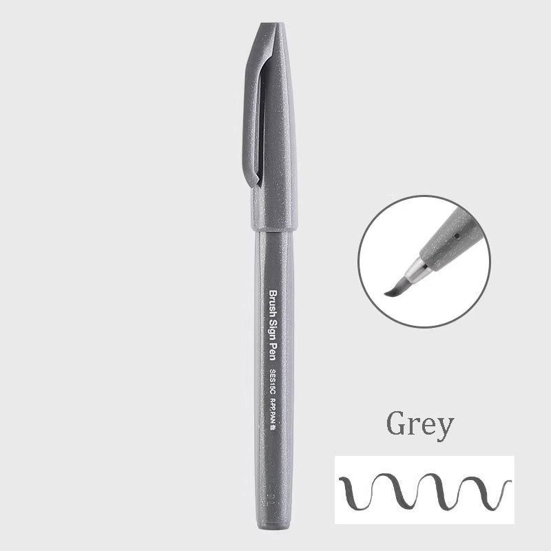 Pentel Touch Sign Pen Brush (SES15C) - Gray