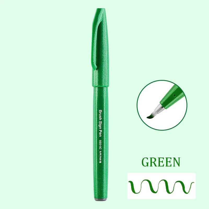 Pentel Touch Sign Pen Brush (SES15C) - Green