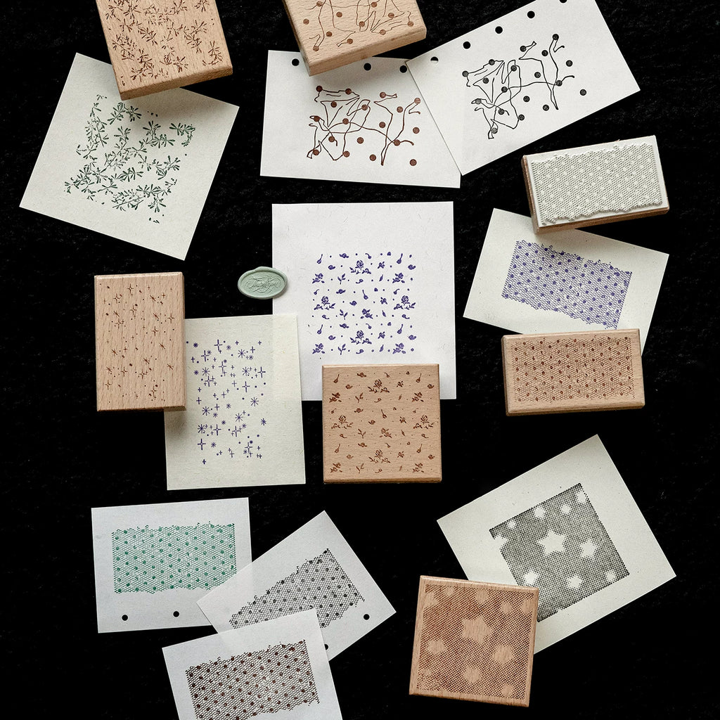 Vintage lace rubber stamp application view