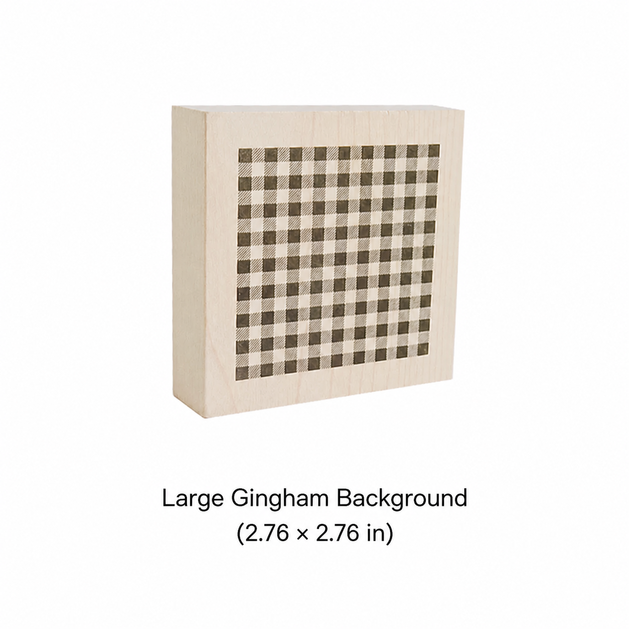Large gingham background wooden rubber stamp, 2.76 x 2.76 inches