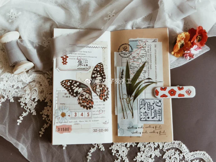 Large vintage butterfly botanical and nature self-adhesive vellum scrapbook stickers 2