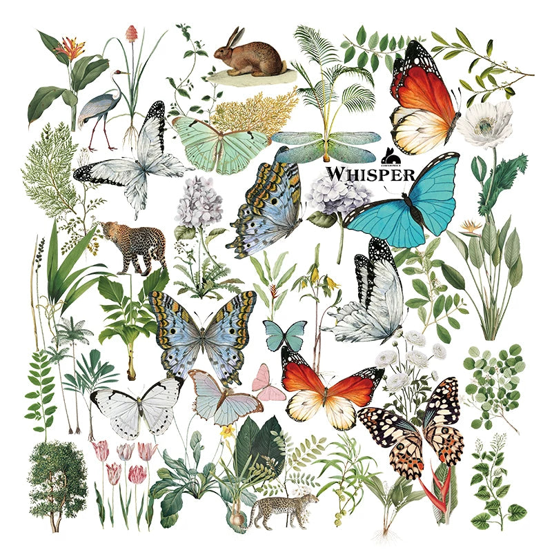 Large vintage butterfly botanical and nature self-adhesive vellum scrapbook stickers 5