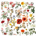 Large vintage floral and mushroom self-adhesive vellum scrapbook stickers 5