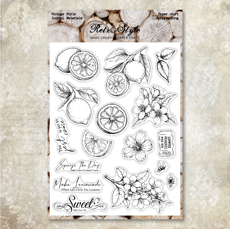 Lemon botanical silicone stamp set