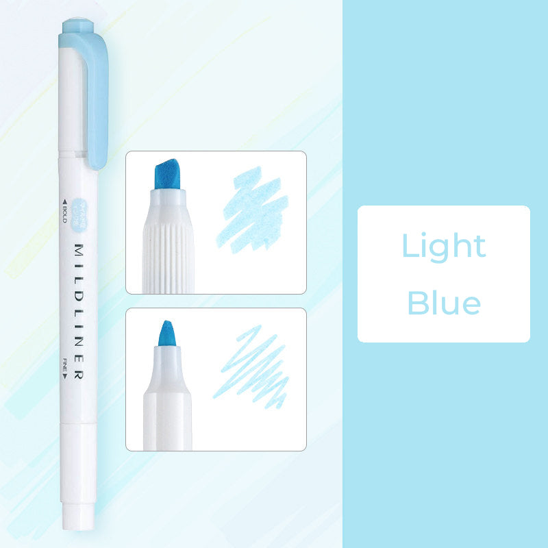 Zebra Mildliner WKT7 Double-Sided Highlighter - Mild Light Blue