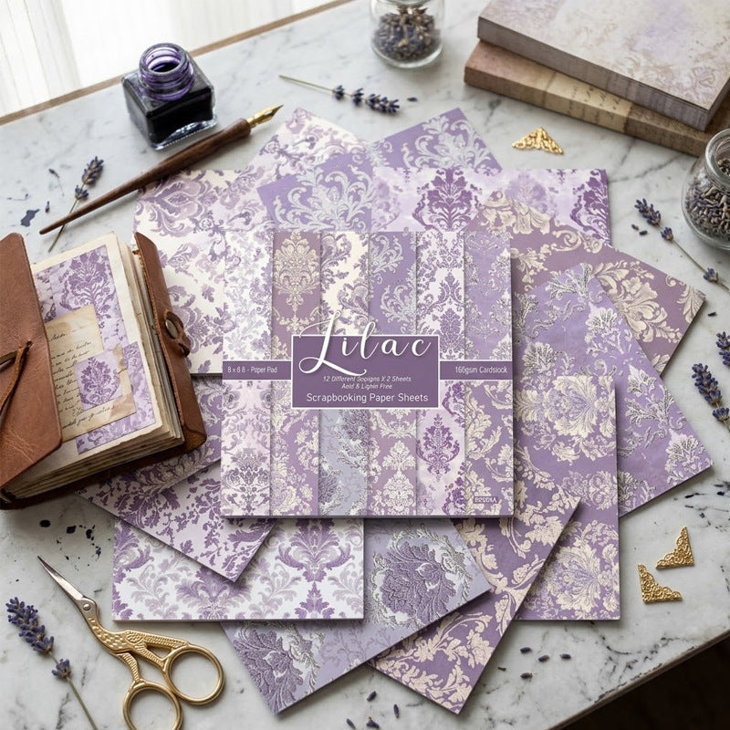 Lilac scrapbook paper pad pattern preview