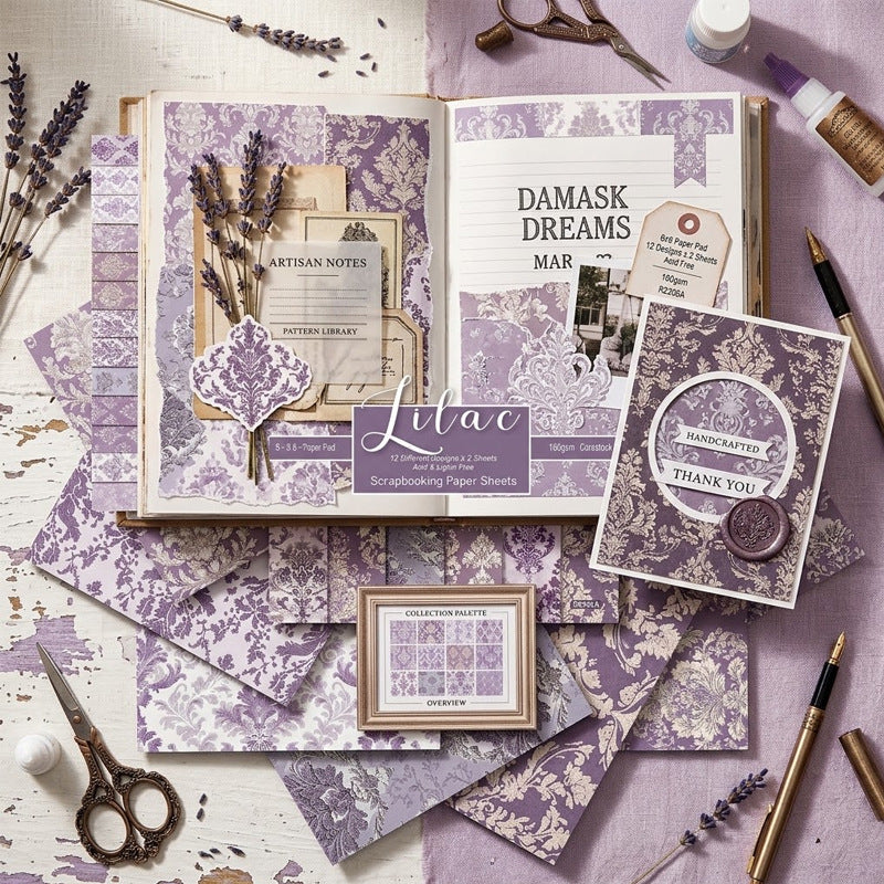 Lilac scrapbook paper pad design details