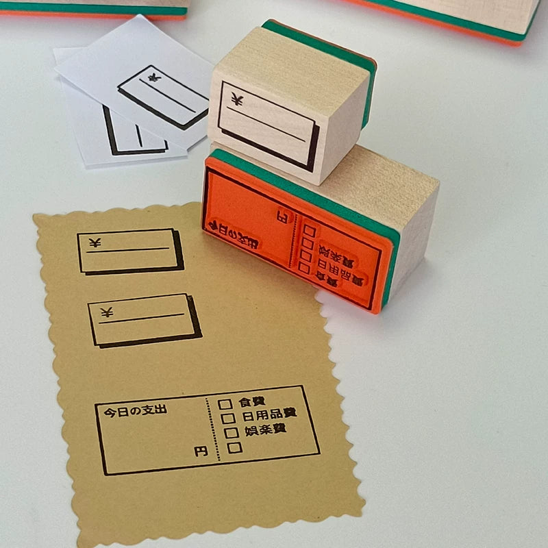 Wood and rubber mini door stamp application view