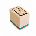 Mini wooden door rubber stamp on pure white background