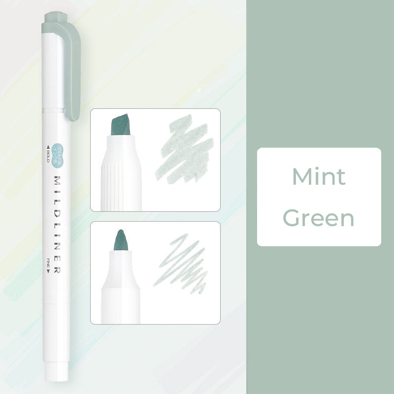 Zebra Mildliner WKT7 Double-Sided Highlighter - Mild Mint Green