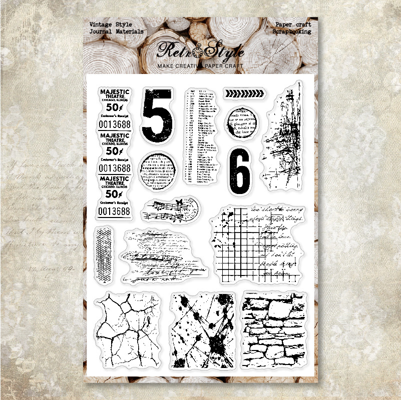 Mixed media vintage texture silicone stamp set