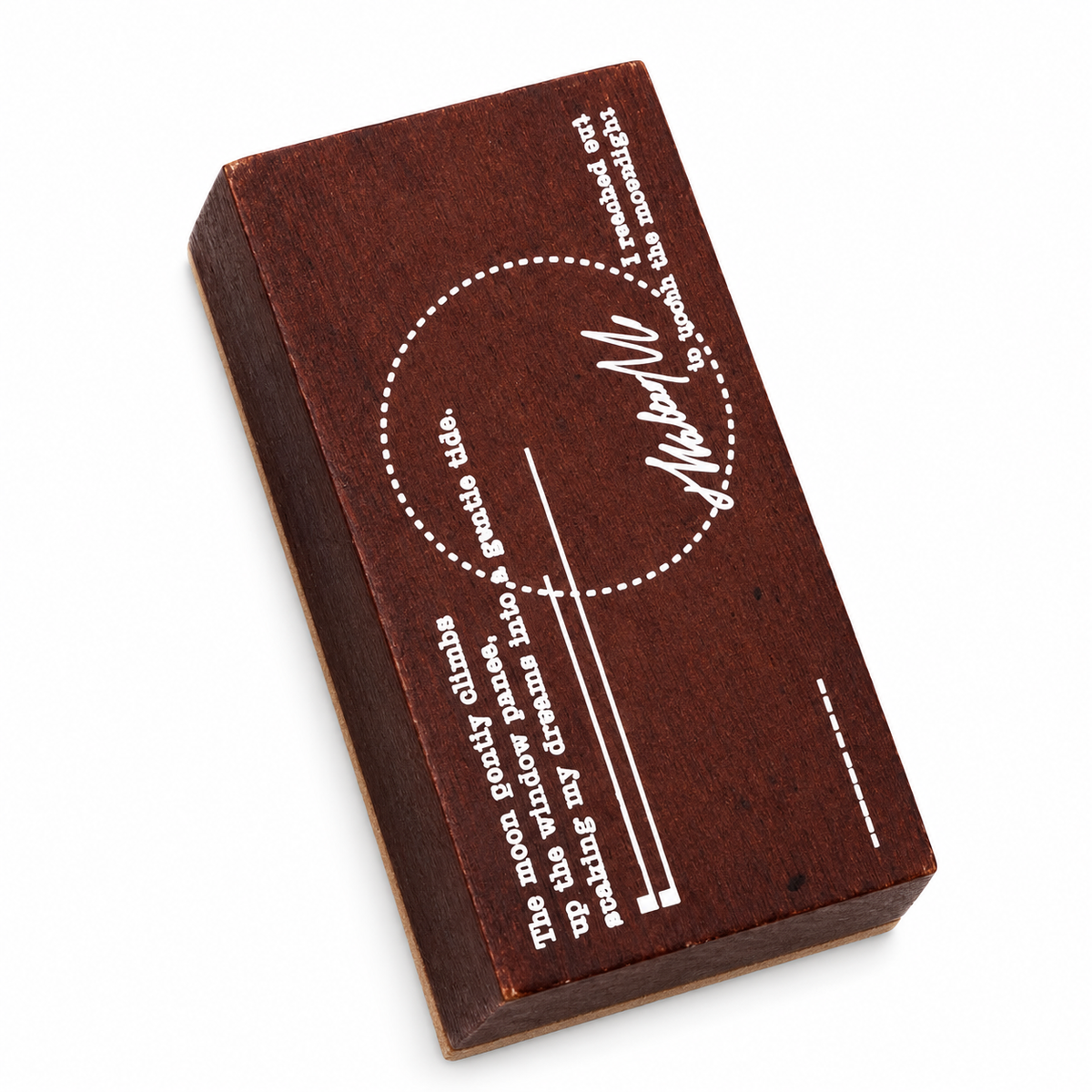 Moon Quote Collage Wooden Stamp on a white background