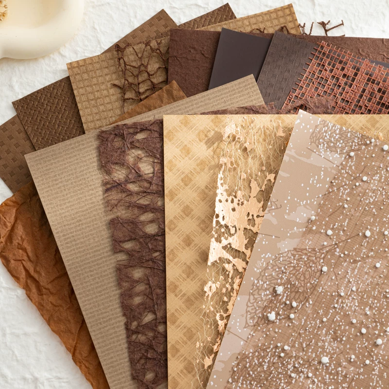 Earth Brown 15PCS mixed mesh and specialty paper assortment